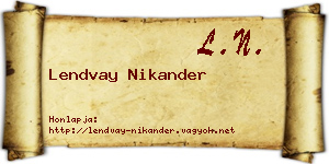 Lendvay Nikander névjegykártya